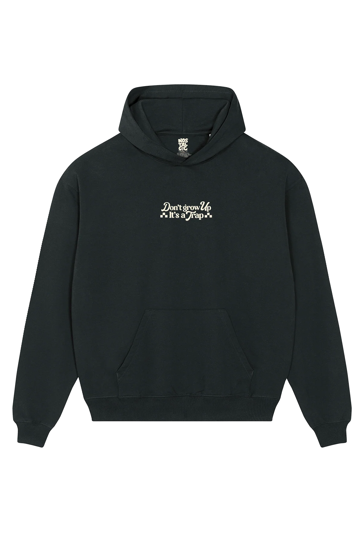 Don't grow up, it's a trap | Oversized Black Hoodie - Image 2