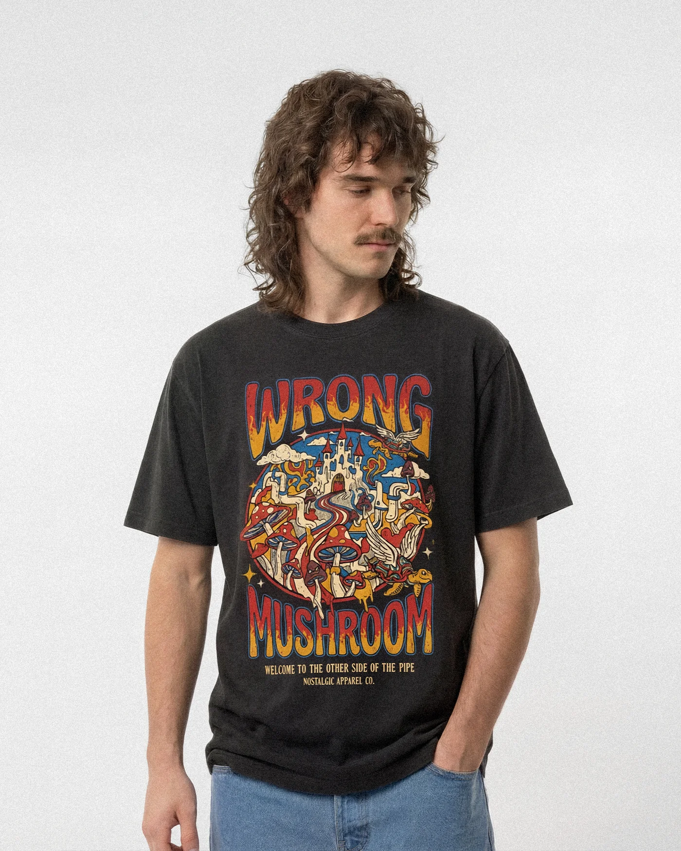 Wrong Mushroom | Dark Grey Tee - Image 2